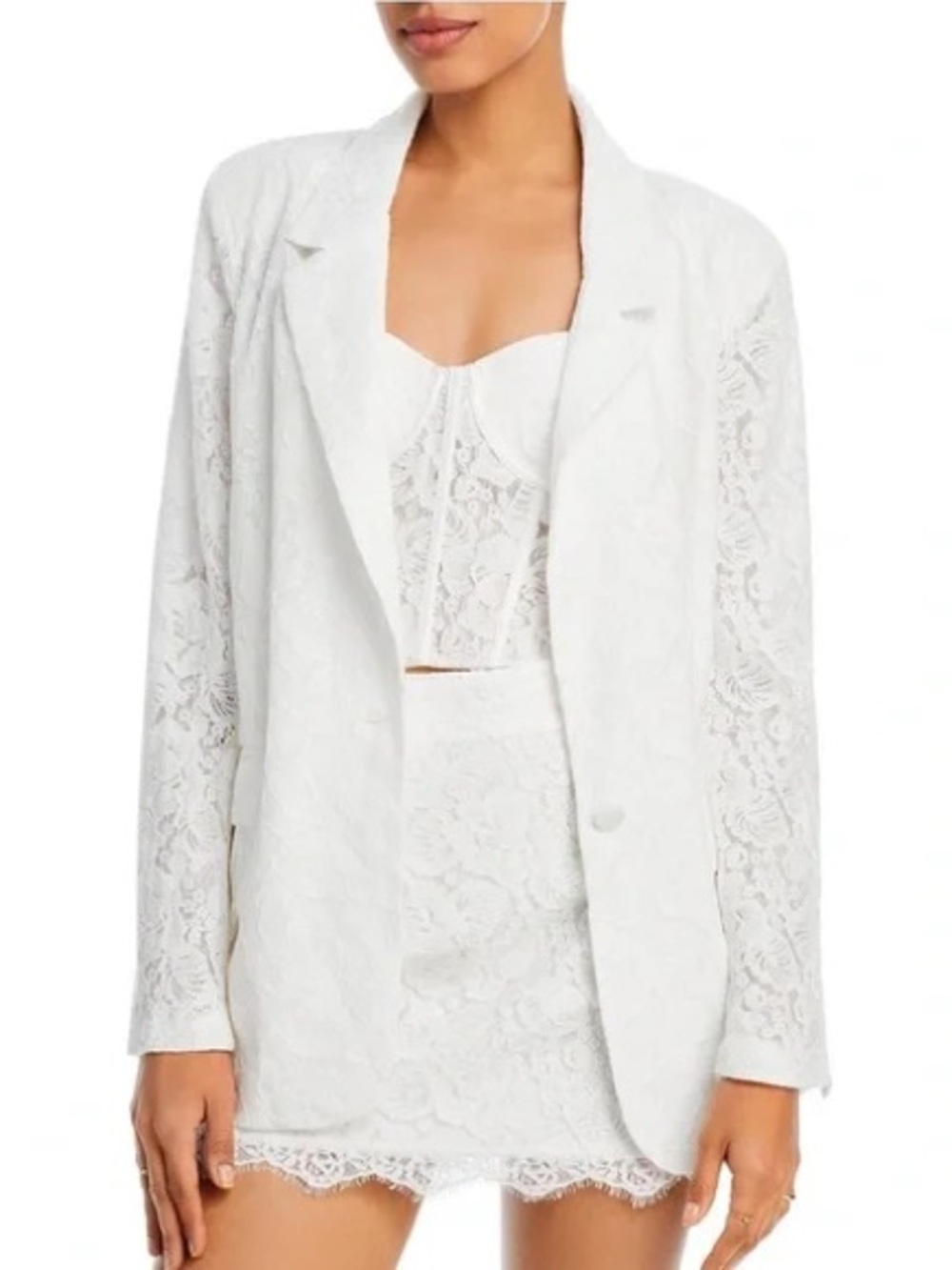 NWT! Bloomingdale’s Aqua White Lace Blazer